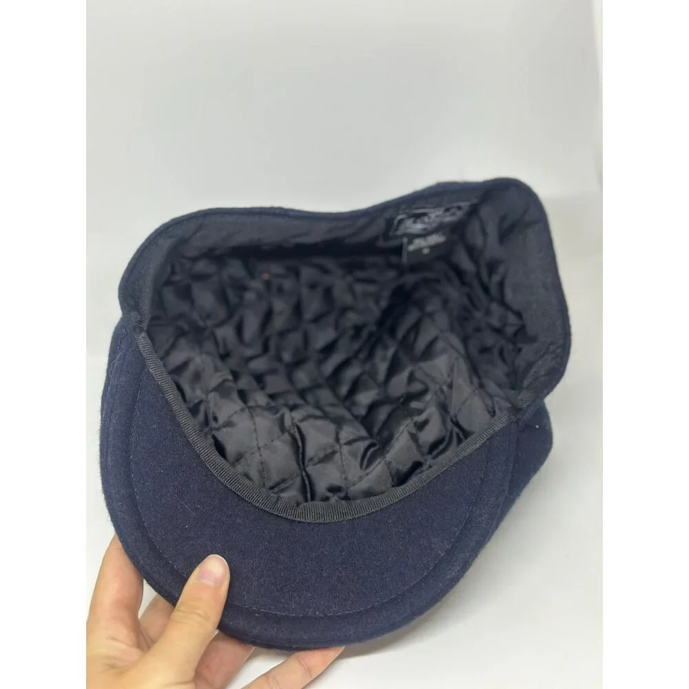 VTG Major Wool Blend Quilted Beret – Mens Medium, Dark Blue/Black, Classic Style